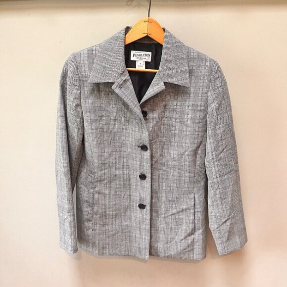 Pendleton Women's Petite Plaid Blazer‎ 100% Virgin Wool Size 4P - Picture 1 of 5
